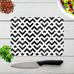 Black And White Abstract Pattern Glass Chopping Board