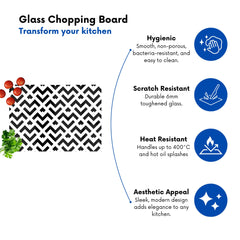 Black And White Abstract Pattern Glass Chopping Board