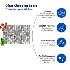Irregular Sketched Block Textured Glass Chopping Board