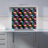 Vivid Flamingo Pattern Kitchen Splashback