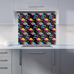 Vivid Flamingo Pattern Kitchen Splashback