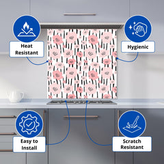 Pastel Pink Flowers Kitchen Splashback