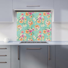 Bright Flower Sketch Kitchen Splashback