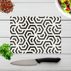 Hexagonal Geometric Pattern Glass Chopping Board