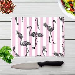 Pineapple Flamingo Glass Chopping Board