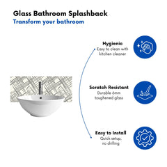 Monochrome Distressted Pattern Glass Bathroom Splashback