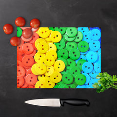 Colourful Buttons Pattern Glass Chopping Board