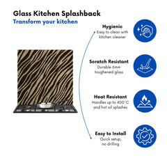Golden Zebra Print Kitchen Splashback