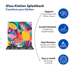 Tropical Flamingoes Kitchen Splashback