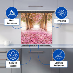Pink Flower Tree Tunnel Kitchen Splashback