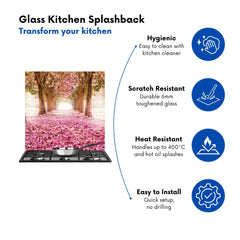 Pink Flower Tree Tunnel Kitchen Splashback