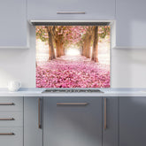 Pink Flower Tree Tunnel Kitchen Splashback