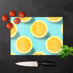 Fresh Lemons Glass Chopping Board