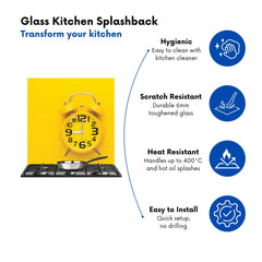 Yellow Alarm Clock Kitchen Splashback