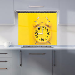 Yellow Alarm Clock Kitchen Splashback