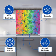 Multicoloured Butterfly Pattern Kitchen Splashback