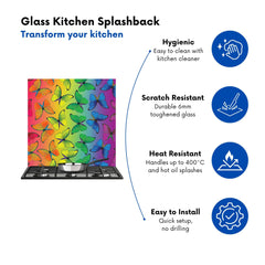 Multicoloured Butterfly Pattern Kitchen Splashback