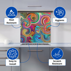 Colourful Wave Pattern Kitchen Splashback