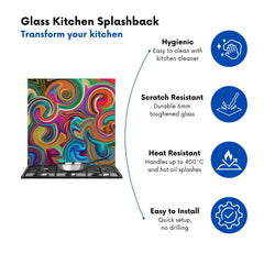 Colourful Wave Pattern Kitchen Splashback