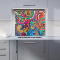 Colourful Wave Pattern Kitchen Splashback