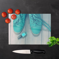 Lipstick Shoes Glass Chopping Board