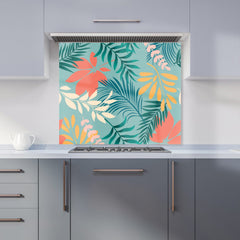 Abstract Bright Colorful Tropical Leaves Kitchen Splashback
