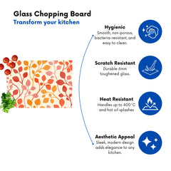 Colorful Autumn Leaves Glass Chopping Board