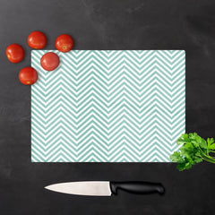 Geometric Chevron Pattern Glass Chopping Board