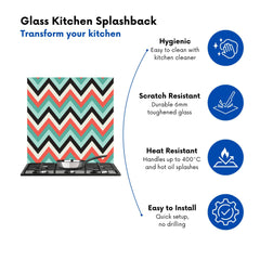 Geometric Colored Chevron Pattern Kitchen Splashback