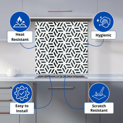 Geometric Monochrome Hexagonal Pattern Kitchen Splashback