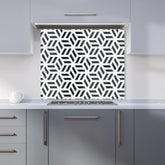 Geometric Monochrome Hexagonal Pattern Kitchen Splashback
