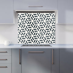 Geometric Monochrome Hexagonal Pattern Kitchen Splashback