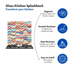 Geometric Multi Colored Chevron Pattern Kitchen Splashback