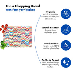 Geometric Multi Colored Chevron Pattern Glass Chopping Board