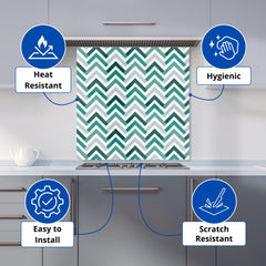Geometric Retro Vintage Chevron Pattern Kitchen Splashback