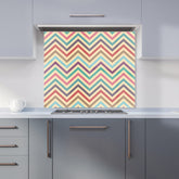 Geometric Vintage Colored Chevron Pattern Kitchen Splashback