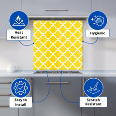 Geometric Yellow Quatrefoil Wave Kitchen Splashback