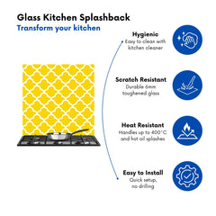 Geometric Yellow Quatrefoil Wave Kitchen Splashback