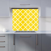 Geometric Yellow Quatrefoil Wave Kitchen Splashback