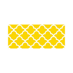 Geometric Yellow Quatrefoil Wave Glass Bathroom Splashback