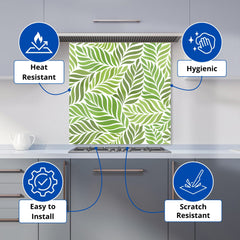 Green Leaf Pattern Kitchen Splashback