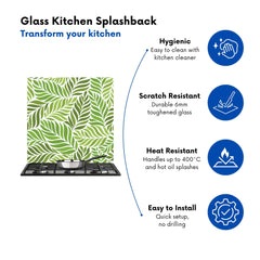 Green Leaf Pattern Kitchen Splashback