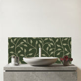 Green Shrub With Leaves Glass Bathroom Splashback