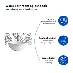 Hawaiian Style Palm Leaves Glass Bathroom Splashback