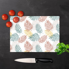 Palm Branches In Natural Colors Glass Chopping Board