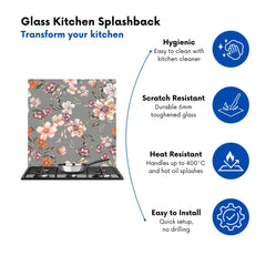 Peony, Lily, Tulip, Daisy Kitchen Splashback