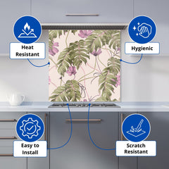 Pink Cosmos Flowers Kitchen Splashback