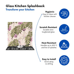 Pink Cosmos Flowers Kitchen Splashback