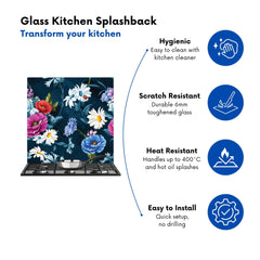 Poppy Flowers With Chamomile Kitchen Splashback