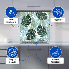 Tropical Pattern, Bright Plants, Flowers Kitchen Splashback